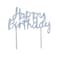 Silver Glitter 'Happy Birthday' Acrylic Cake Topper