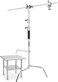 COOPIC C Stand C40SC Heavy Duty Light Stand Height 150-330cm with Sliding up-down Leg, 127cm Boom Arm, Grip Heads for Photo Studio Photography Strobe Light Video Umbrella Softbox Monolight