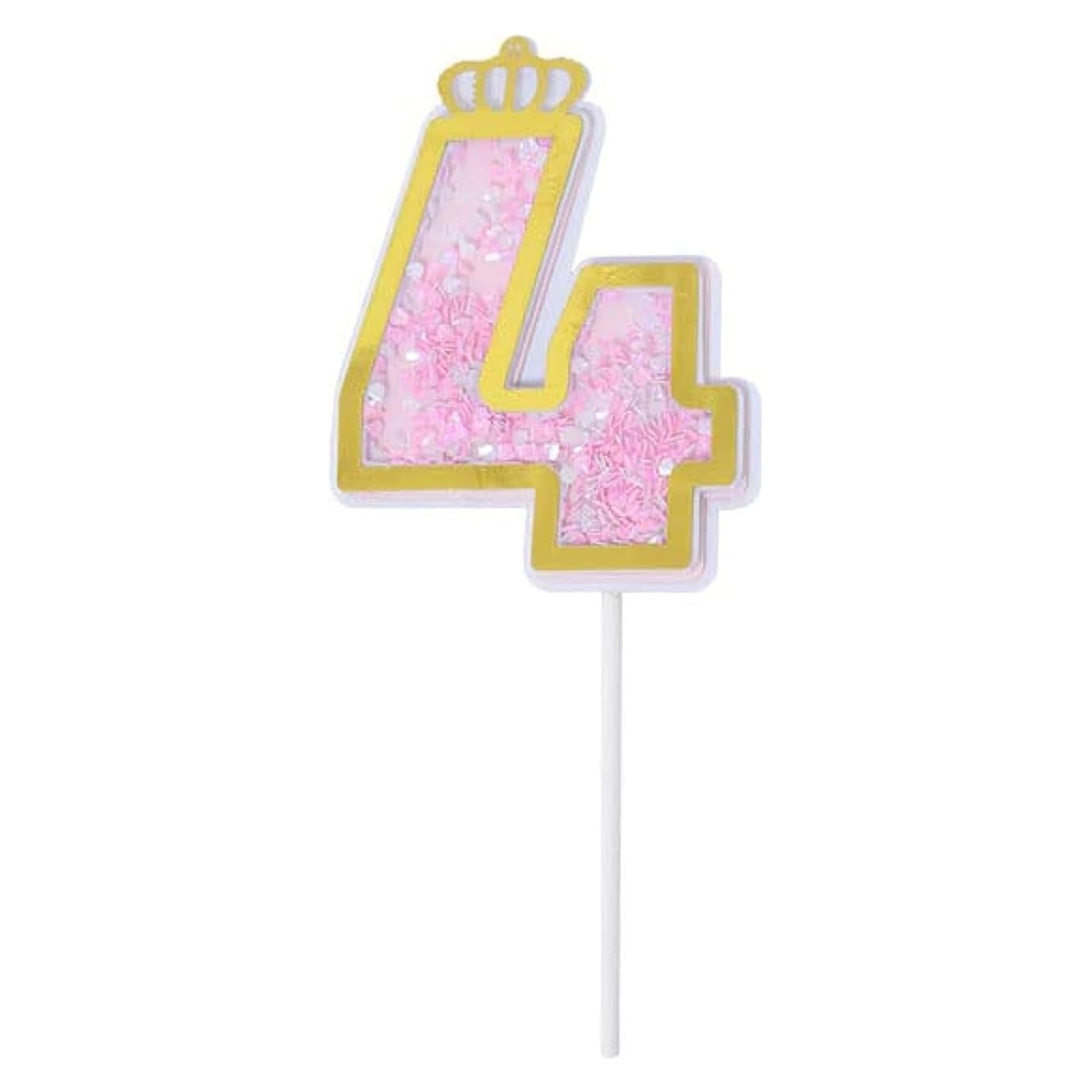 Number 4 Glitter Crown Cake Topper PT-1026