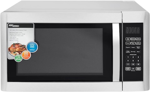 Super General 42 Liter Compact Counter-Top Microwave Oven, 1100W Power, 1400W Grill, Digital Control, SGMM-945-DGS, Silver/Black, 55.3 x 46.5 x 32.7 cm, 1 Year Warranty