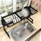 PUSDON Dish Drying Rack Over the Sink - Adjustable (24"-40"), 2 Tier Stainless Steel (24&le;Sink Size&le;40 inch, Black)