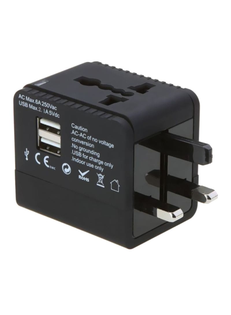 Buy Generic - Universal Dual Port Charging Adapter Black/Silver Online ...