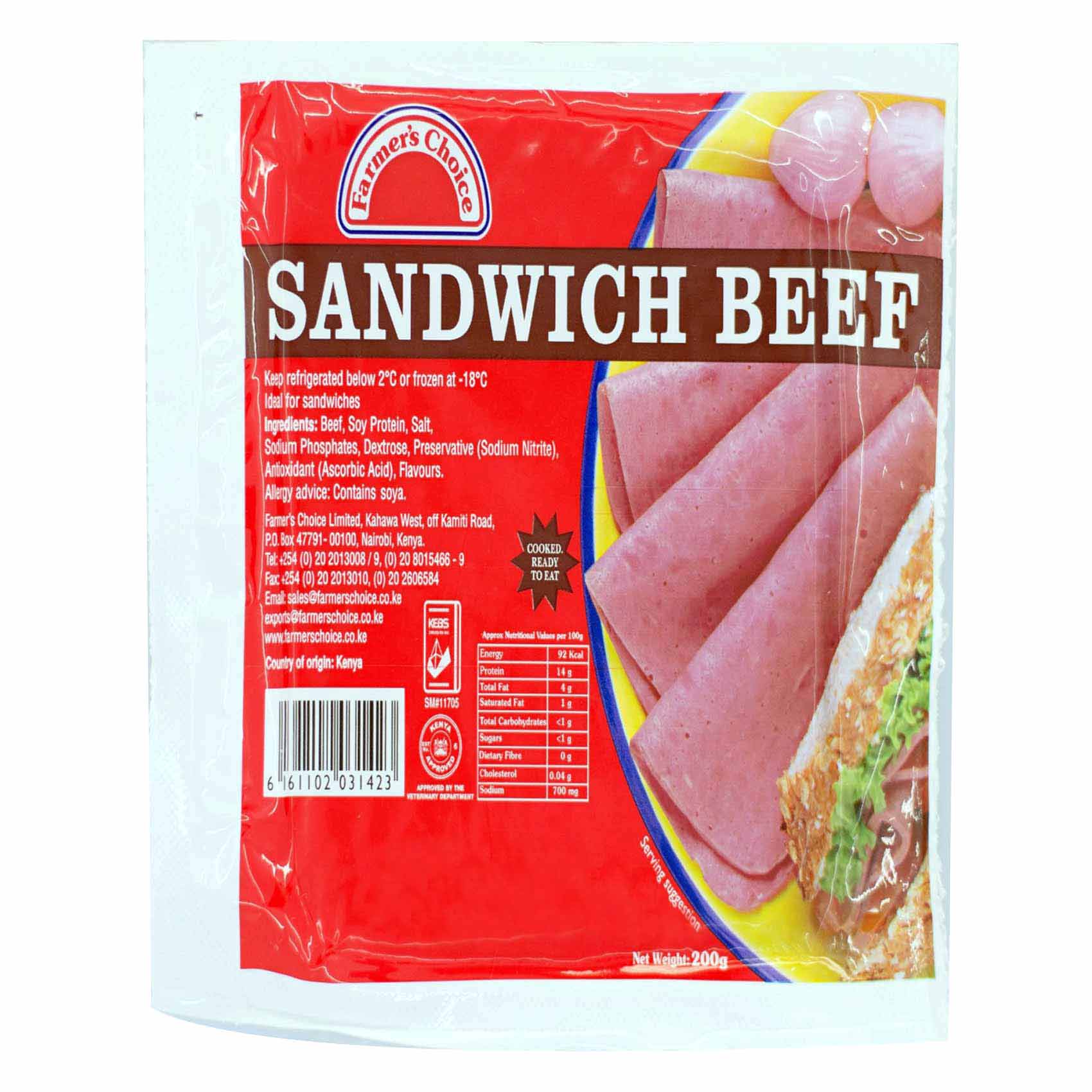 Farmer&#39;s Choice Sandwich Beef Ham 200g