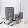 Bathroom Accessories Set,6-Piece Bathroom Gift Set,Toothbrush Holder,Toothbrush Cup,Soap Dispenser,Soap Dish,Toilet Brush Holder,Trash Can,Tumbler Bathroom Accessory Set Complete,Grey