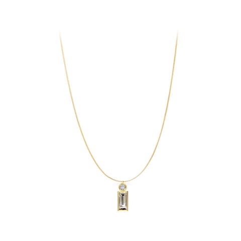 Aiwanto Necklace With Beautiful White Stoned Pendant Gold Neck Chain Girls Womens Fashion