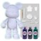 COOL BEAR COIN PIGGY BANK FIGURE (9 inch - 23 cm) ACRYLIC DRIP POUR PAINT COMPLETE KIT, Colors: Dark-Purple, Black, Blue-Green. Acrylic Rich Pigments Fluid Flow Paint, Arts and Crafts.