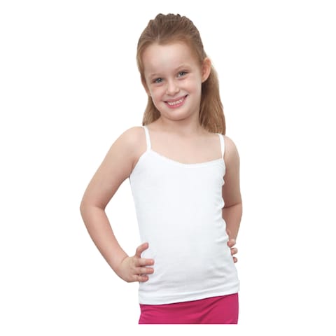 Lux Premiums Pure Cotton Comfortable Fit Spaghetti For Girls 7-8 Years White
