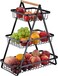 Lavish 3-Tier Tabletop Basket Fruits Basket Storage Basket Metal Basket Black
