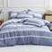 Luna Home Single Size 4 Pieces, Blue Stripe Design Duvet Cover Set