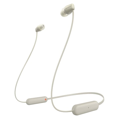 Sony WI-C100 Earphones With Mic Wireless Bluetooth In-Ear Beige