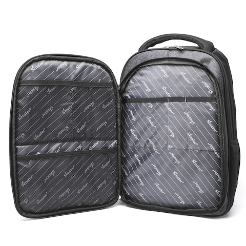 Senator Nylon Unisex Daypack 18-Inch Lightweight Backpack with Laptop Compartment Reflective Lattice Water Resistant Casual Hiking Travel Bag for Business College School Students - KH8122 (Black)