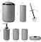 Bathroom Accessories Set,6-Piece Bathroom Gift Set,Toothbrush Holder,Toothbrush Cup,Soap Dispenser,Soap Dish,Toilet Brush Holder,Trash Can,Tumbler Bathroom Accessory Set Complete, Grey Ringed.