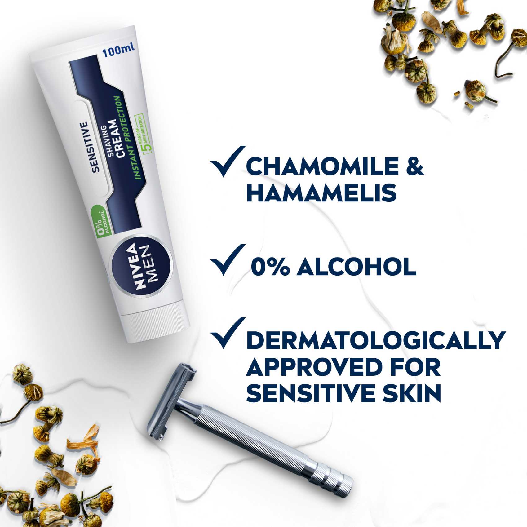 NIVEA MEN Sensitive Shaving Cream With Chamomile And Hamamelis 100ml