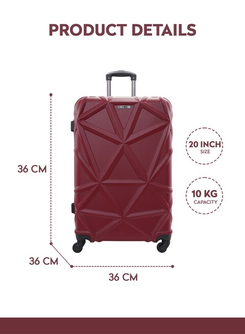 PARA JOHN 3-Piece Hard Side ABS Luggage Trolley Set 20/24/28 Inch Burgundy