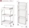 3 Tier Foldable Rolling Utility Cart, with Roller Wheels and Handles, for Kitchen Bathroom Office Laundry,White