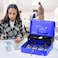 Rubik X-Large Cash Box With Key Money Tray Coin Slot Tray Steel Register For Small Business, Durable Portable Security Lockable Money Box Safe For Cash Storage (Blue)