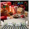 Ggerou Holiday Tapestry For Wall Decoration, Hd Santa Claus Snowman Photography Backdrops Wall Hanging Blanket, Fireplace Bedspread Living Room Background For Party Home Wall Decor, 59.1 X 78.7In (C)