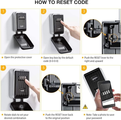Rubik Key Storage Lock Box with 4-Digit Combination Lock Wall Mounted Outdoor and Indoor Safe Box for Home Hotel Office
