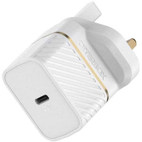 Otterbox UK Wall Charger 20W + USB-C Cable 1M Rugged Fast Compact Charger for USB-C Devices - White