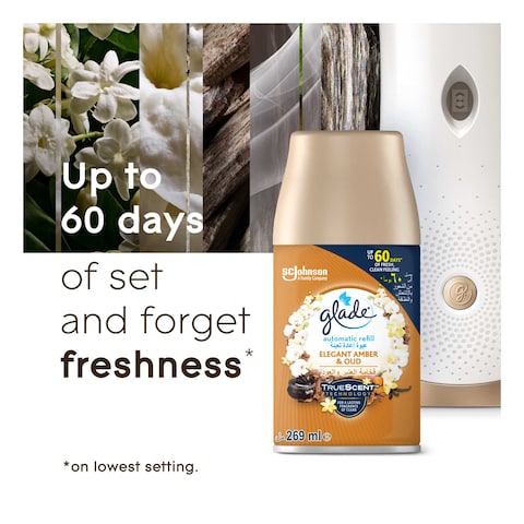 Glade Automatic Spray Holder With Elegant Amber &amp; Oud Air Freshener 269ml