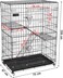 Large cat cage for Multiple cats, Metal cat cage with Multiple front doors, Widened floors, Durable and Ramp Ladders, With Universal wheels, Removable tray, Secure locks, Easy to clean 104 cm (Black)