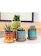 Generic 4 Pcs Succulent Plant Pots Small Modern Ceramic Indoor Planter With Bamboo Tray For Cactus Herbs Home Design 2 (Plants Not Included)
