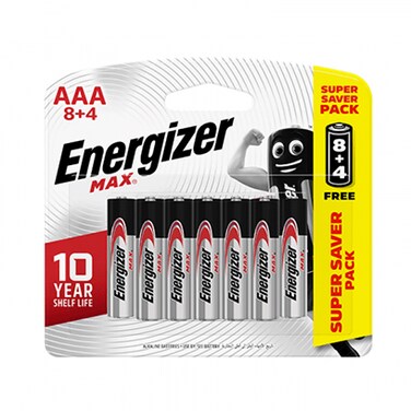 Energizer Battery Maxplus Alkaline AAA 8+4