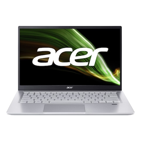 Acer Swift 3 SF314-43-R4K2 Notebook, AMD Ryzen 7 5700U, 16GB RAM, 512GB SSD, 14-inch FHD, Windows 11 Home, Pure Silver, English/Arabic Keybaord- NX.AB1EM.00E