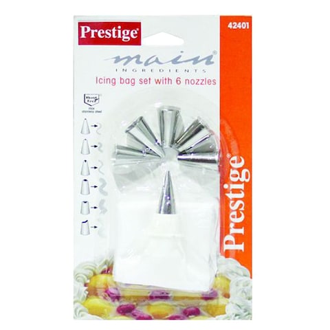 Buy Prestige Icing Bag Set With Nozzles PR42401 Silver Pack of 6 in UAE