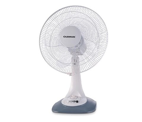 Olsenmark - OMF1699 Table Fan, 16 Inch - Piano Switches - 3 Speed Setting - 120 Ribbed Grills, 5 Leaf ABS Transparent Blades