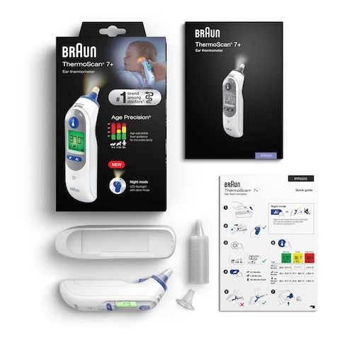 Braun ThermoScan 7 Ear Thermometer With Age Precision Colour Coded Display and Night Blue IRT 6525