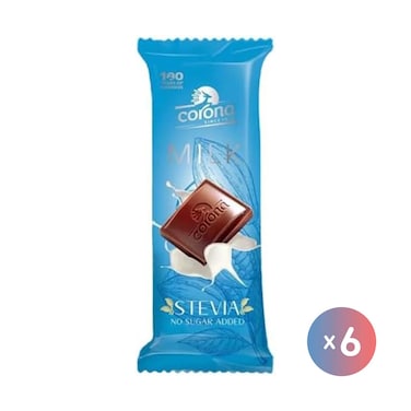 كورونا شوكولاتة حليب بالاستيفيا - 6 قطع