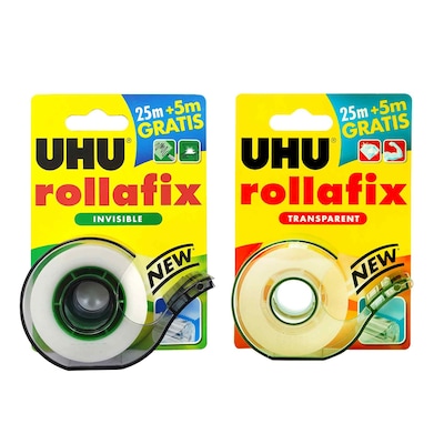 UHU Rollafix invisible Tape with Rollafix Transparent Tape Clear 30m 2 PCS