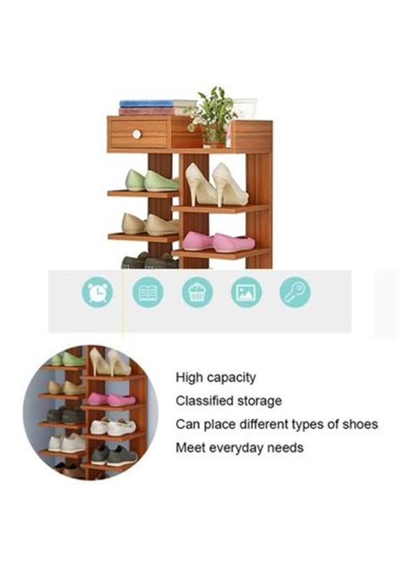 8 Tier Shoe Rack Storage Rack Wooden Shoe Rack Vertical Design Entrance Shoe Storage Rack(Brown)