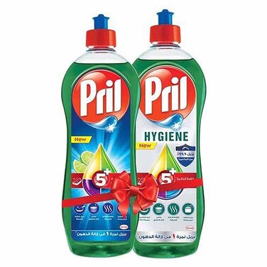 Pril Dish Washing Liquid - Green - 600ml + Pril Hygiene Dish Washing Liquid 600ml