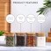 1CHASE&reg; Borosilicate Square Glass Storage Jars with Wooden Lid, Mini Jars with Label for Kitchen Pantry, Suit for Sugar, Salt, Coffee, Tea, and Other Dry Food Storage 10 PCs set