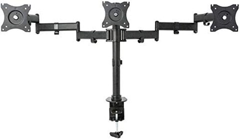 RDN - Triple 3 LCD TV Desktop Monitor Adjustable Cantilever Mount Bracket Stand Screen 13&quot;- 27&quot; inch Black