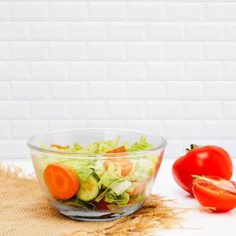 Royalford Glass Mixing Bowl RF11233, 2.7L Transparent Mixing And Serving Bowl Suitable For Snacks, Salads, Noodles, Multicolor