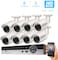 Tomvision - 2K Security Camera System 8CH 2MP Video DVR with 8Pcs 2.0Megapixel Indoor Outdoor Waterproof IP66 Cameras,Home Security P2P, 100ft Night Vision, for Home Business (8CHKIT(NotHDD), White)