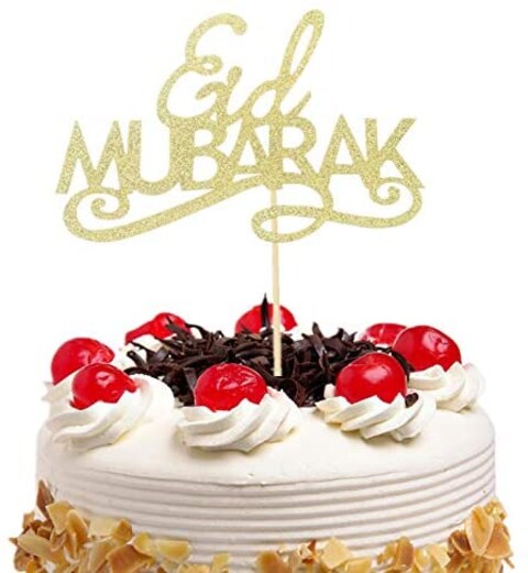 Aiwanto Glitter Gold Eid Mubarak Cake Topper Eid Mubarak Festival Cake Decoration