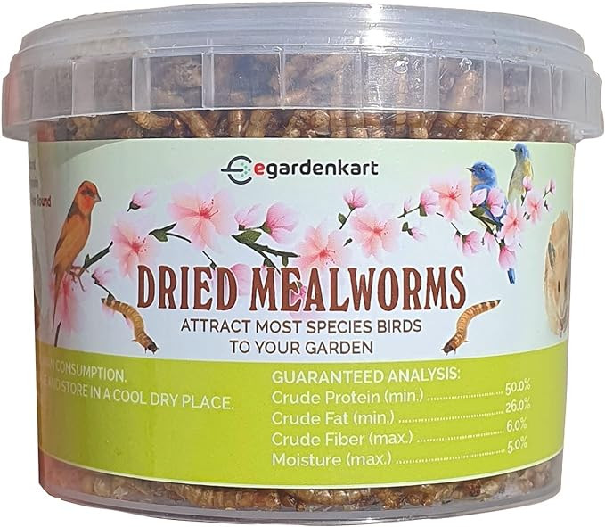 Egardenkart Dried Mealworms, Meal worms High-Protein Treats for Birds, Chickens, Turtles, Fish, Hamsters and Hedgehogs All Natural Animal Feed (250g)