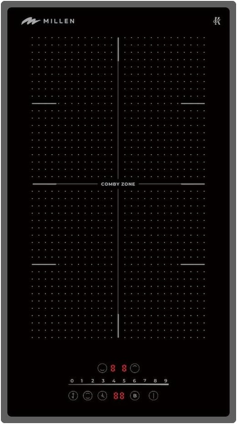 MIILLEN Built in Induction hob, 30 cm Black Glass, 2 Heating Zones, 3500W, Touch Control, MIH 302 BL, 3 Year Warranty