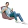 In House Pascal Linen Bean Bag Chair - Medium - Dark Pink