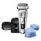 Braun Series 9 Wet &amp; Dry Electric Shaver Special Edition With Clean Charge Station Leather Travel Case + Ccr 2, Silver (9390VS CCR)