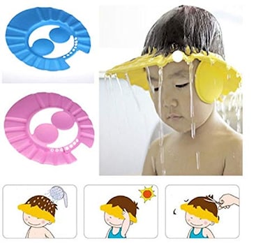 N M Z Safe Shampoo Bath Cap Shower Cap Baby Bath Protect Soft Cap Hat for Baby Kids Kids Shower Cap,Plastic,Multi color, 1pcs