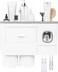 SKY-TOUCH 2 Cups Wall Mounted Toothbrush Holder, Multipurpose Space-Saving Toothbrush and Toothpaste Holder with Drawer for Cosmetics Organizer for Washroom and Bathroom