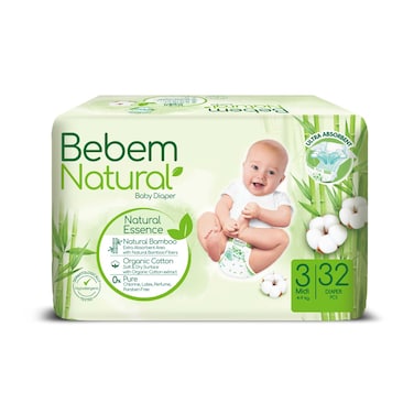 Bebem Natural Midi Baby Diapers - 32 Pieces