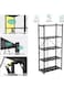 Vsell24&trade; Heavy Duty Foldable 5 Tier Shelf Storage Rack Black For Kitchen Bathroom Office Laundry Room Without Wheel 160x38x71cm