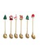 Set of 6 Christmas Stainless Steel Spoon and Fork - Perfect for Coffee, Desserts, and Holiday Parties at Home or the Bar (Different Deisgns)