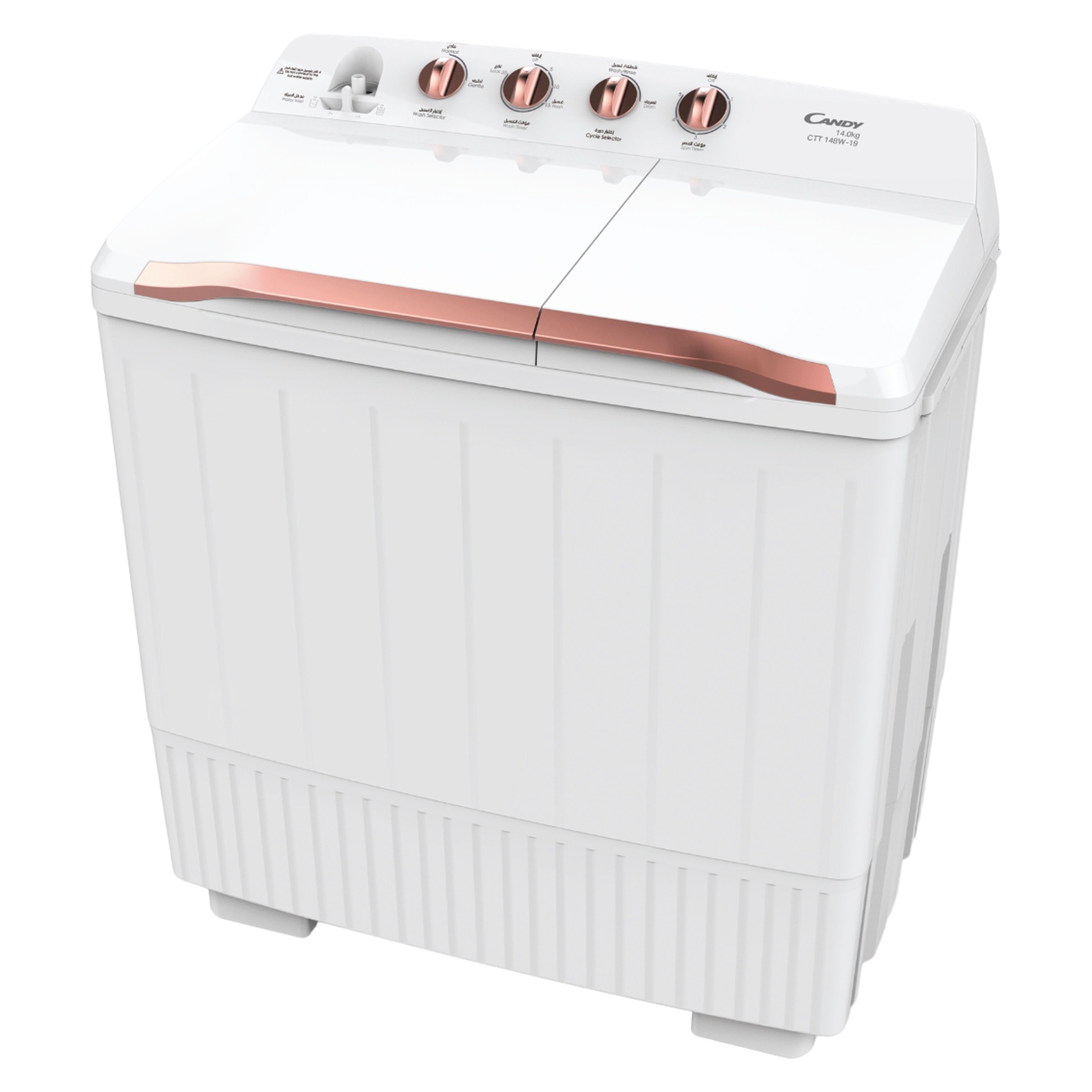 Candy Top Loading Spin Twin Tub Washer CTT148W19 White 14kg